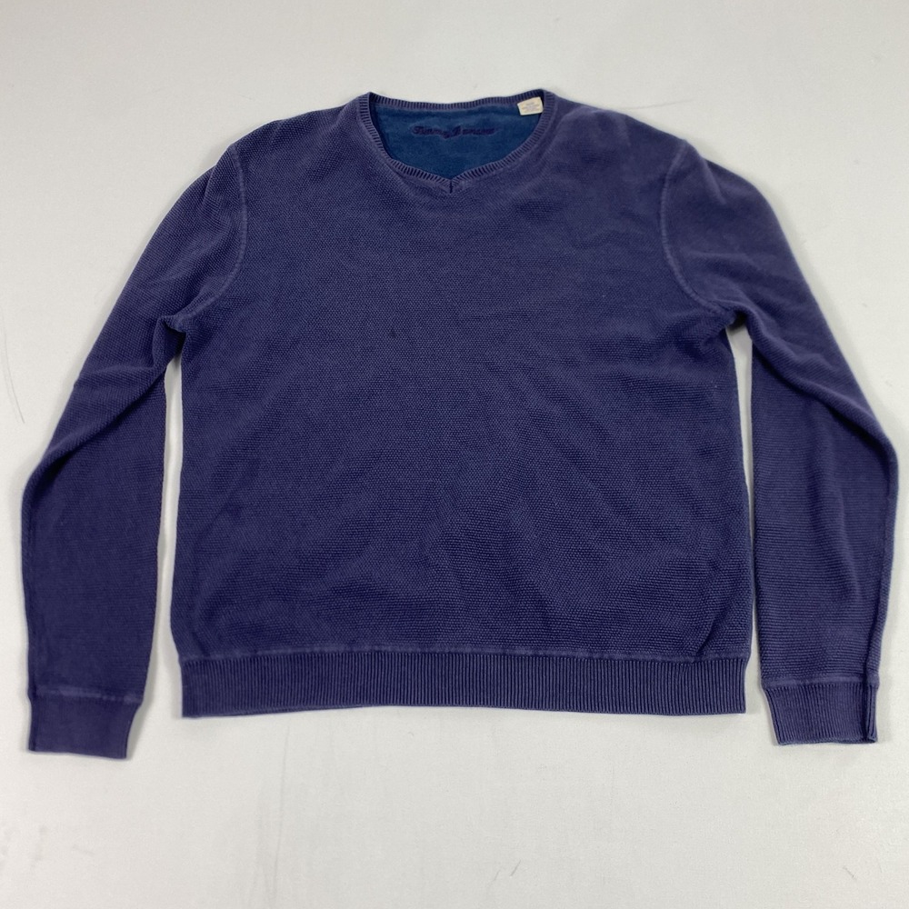 Tommy Bahama Sweater Mens Medium Purple Silk Cotton V Neck Knit Pullover Casual